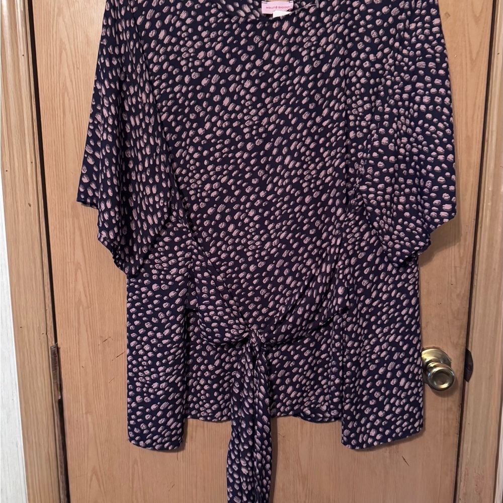 Elegant Black and Pink Polka Dot Blouse